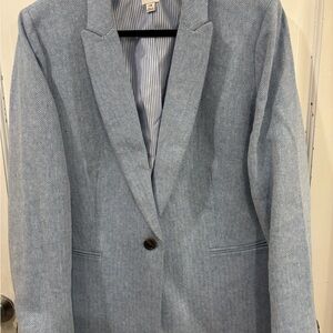 J. Crew Light Blue Herringbone Blazer